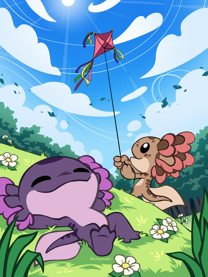 Steve and Pretzel blue sky